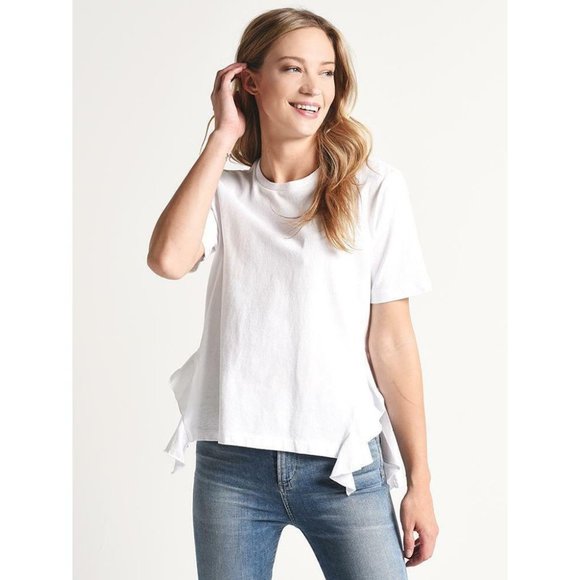 CITIZENS OF HUMANITY FREJA SIDE RUFFLE TEE White ( XS ) - Picture 2 of 2